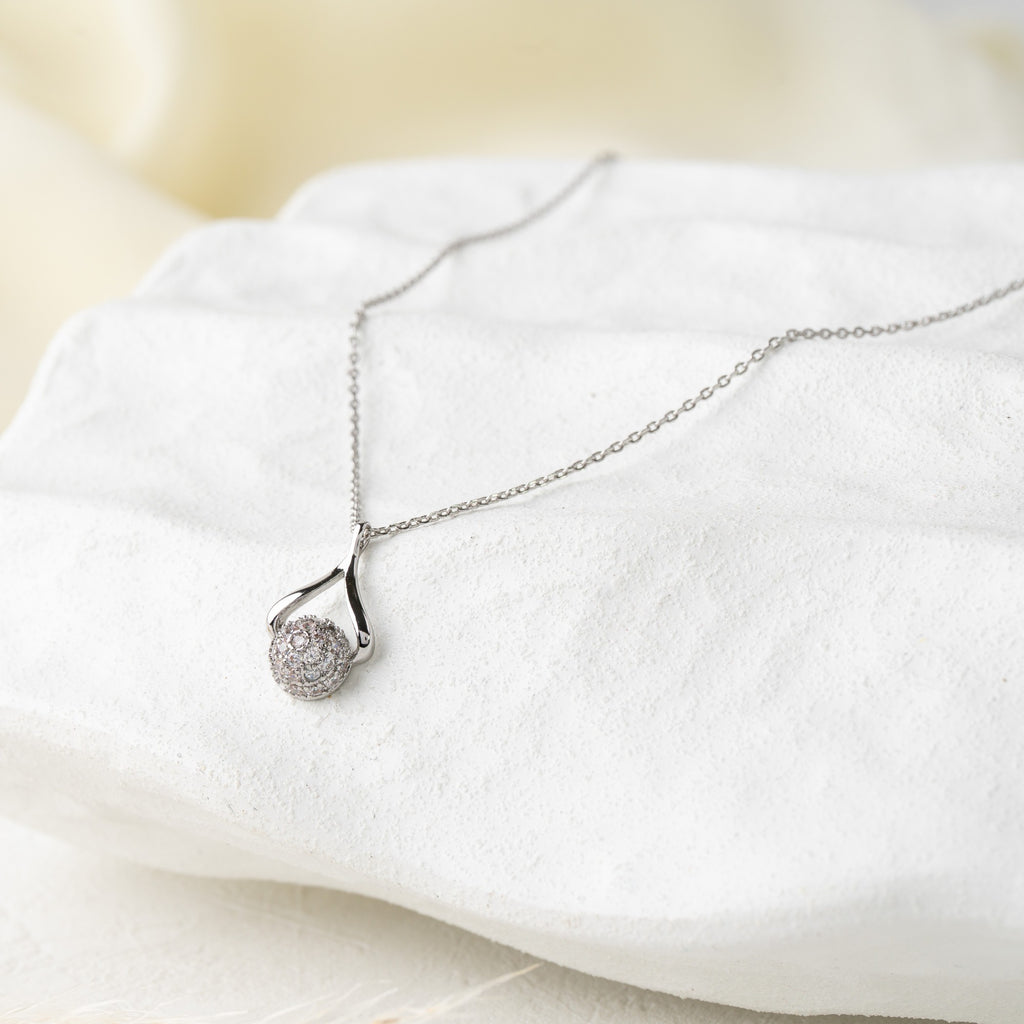 Crystal Sphere Drop Pendant Necklace