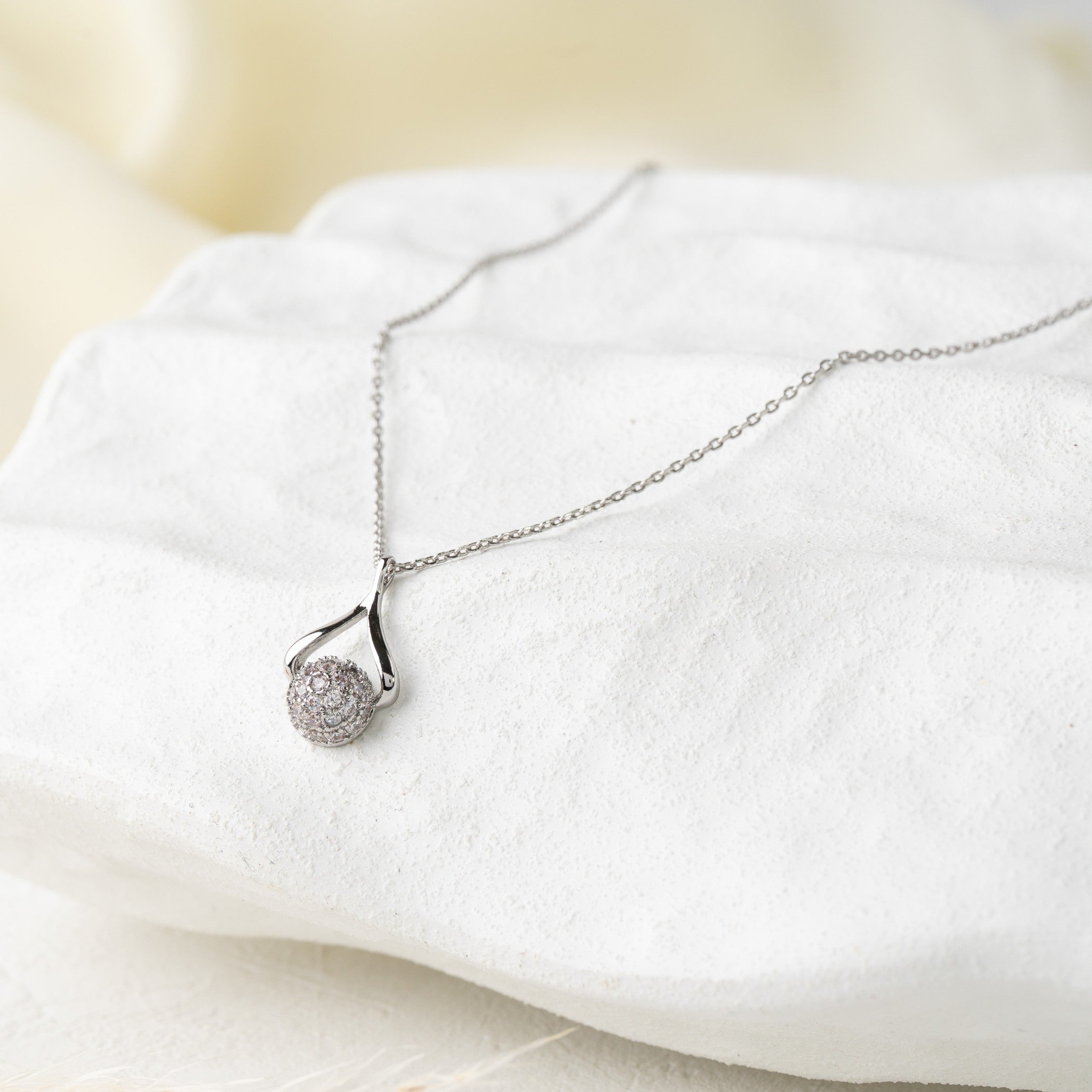 Crystal Sphere Drop Pendant Necklace