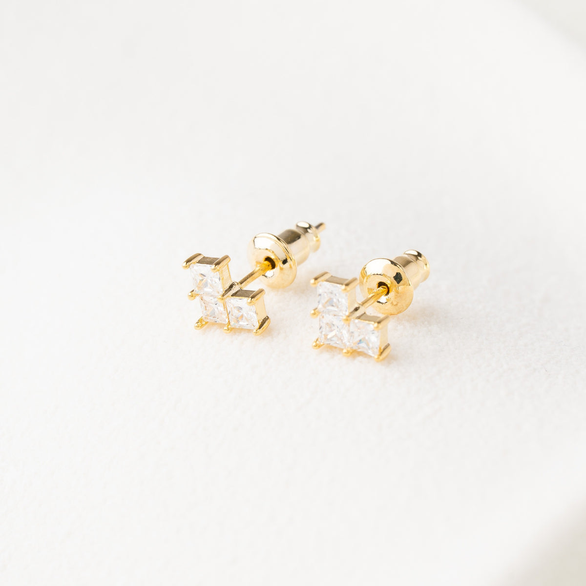 Cluster Stone Stud Earrings