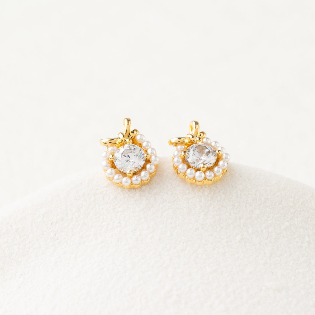 Crystal & Pearl Halo Stud Earrings