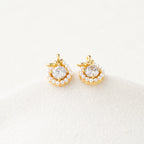 Crystal & Pearl Halo Stud Earrings