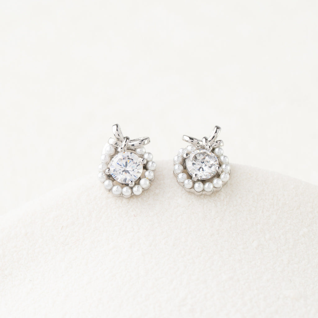 Crystal & Pearl Halo Stud Earrings