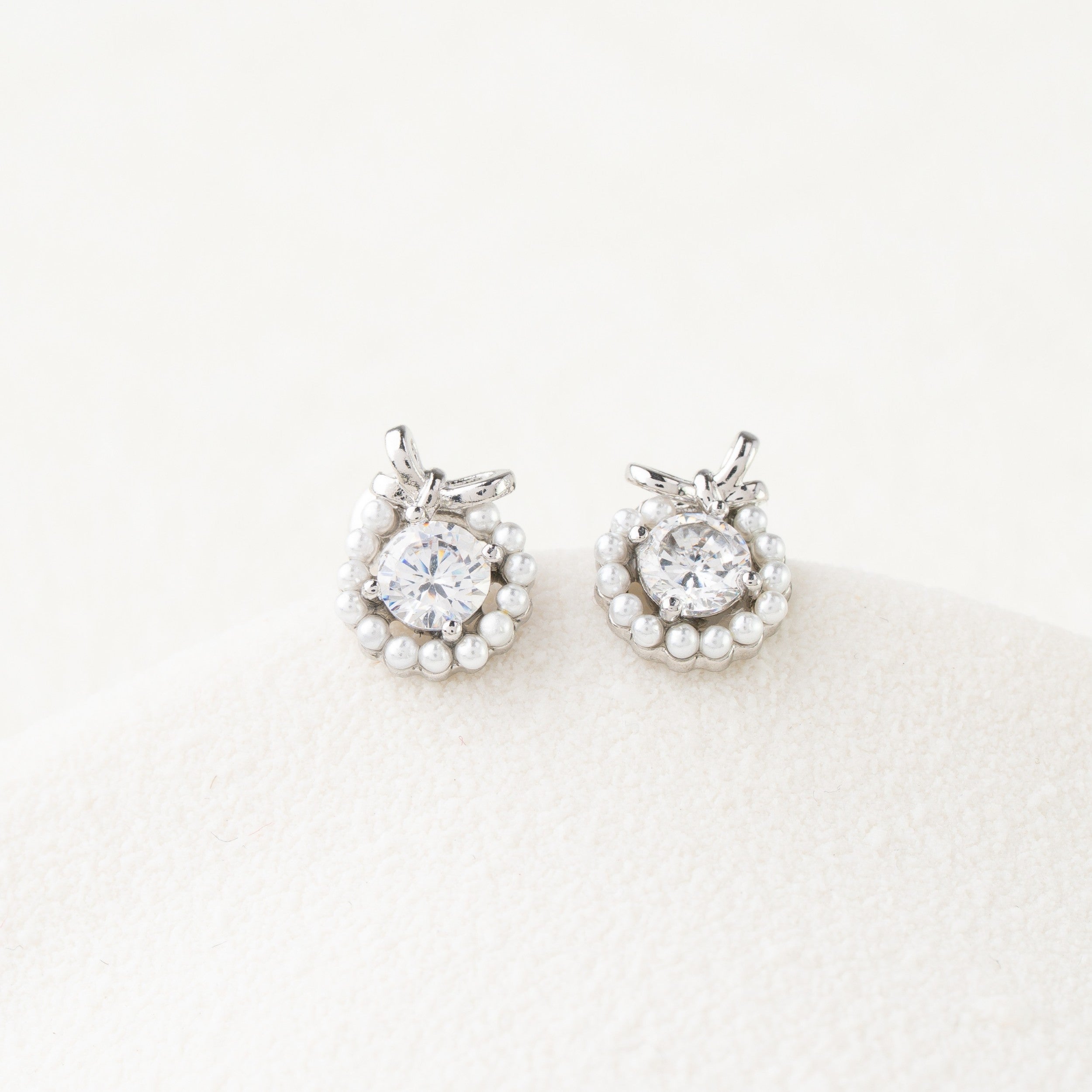 Crystal & Pearl Halo Stud Earrings