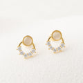 Opal & Crystal Half Hoop Stud Earrings