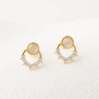 Opal & Crystal Half Hoop Stud Earrings