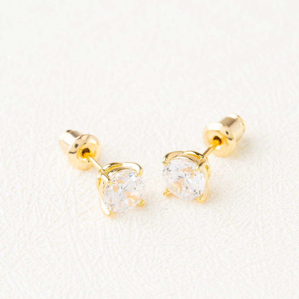 Minimal Round Crystal Stud Earrings