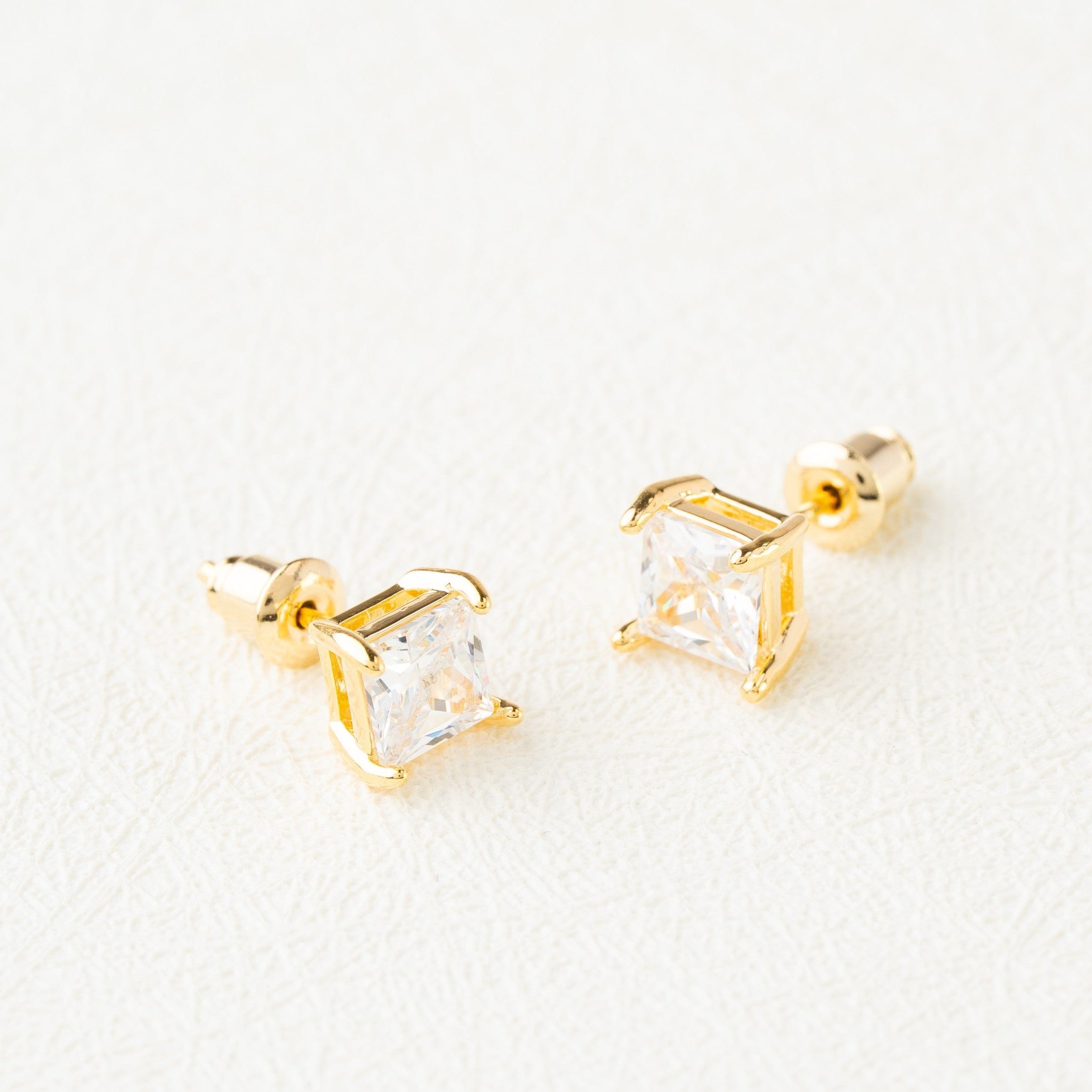Princess Cut Crystal Stud Earrings