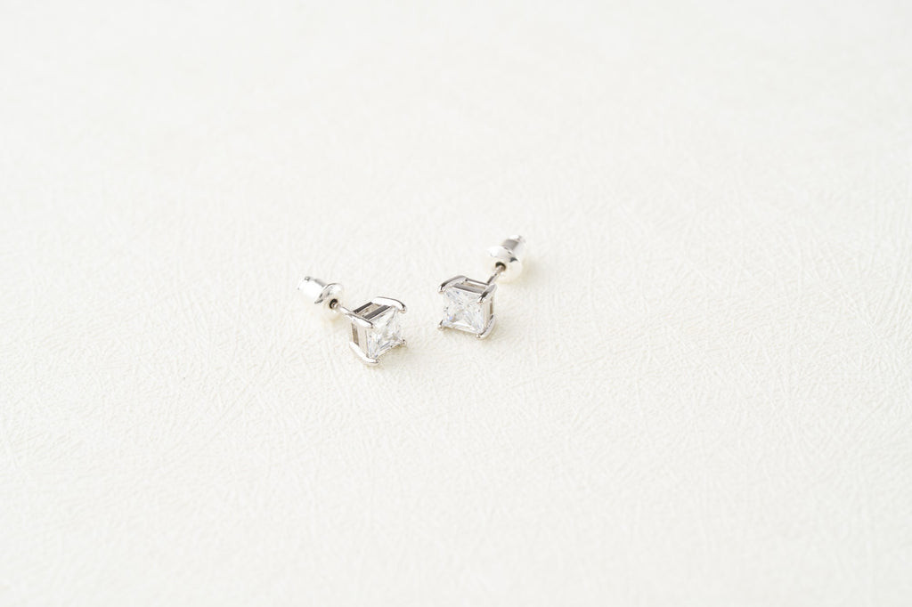 Princess Cut Crystal Stud Earrings