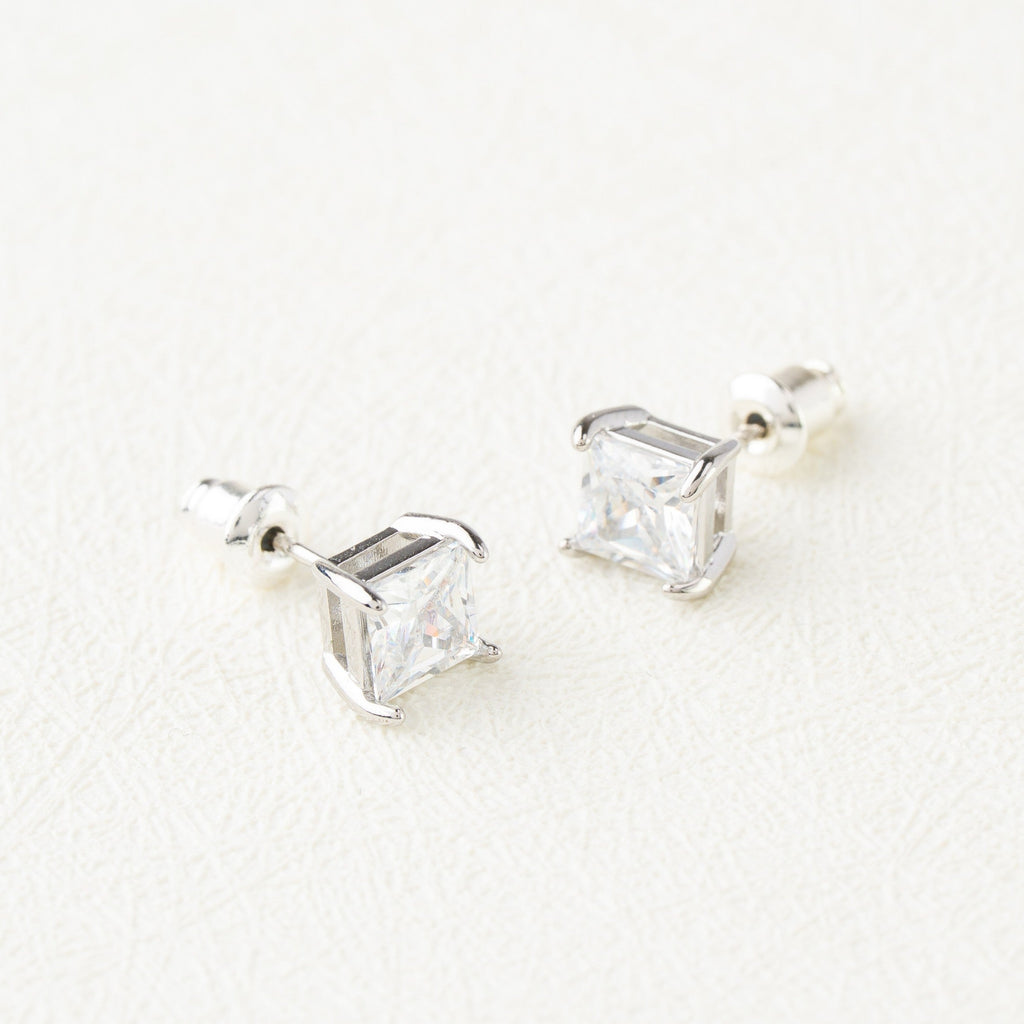 Princess Cut Crystal Stud Earrings