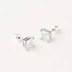 Princess Cut Crystal Stud Earrings