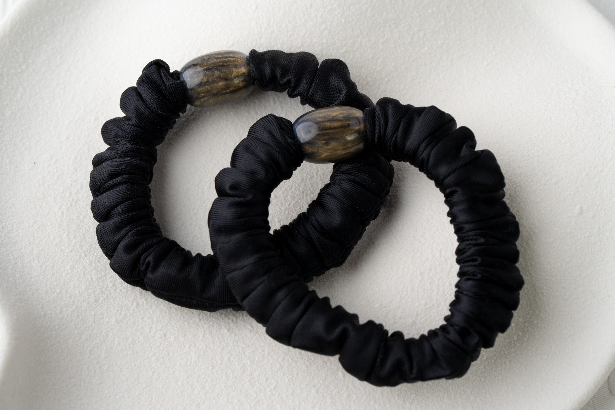 Black Satin Scrunchie Hair Ties (Set of 2)