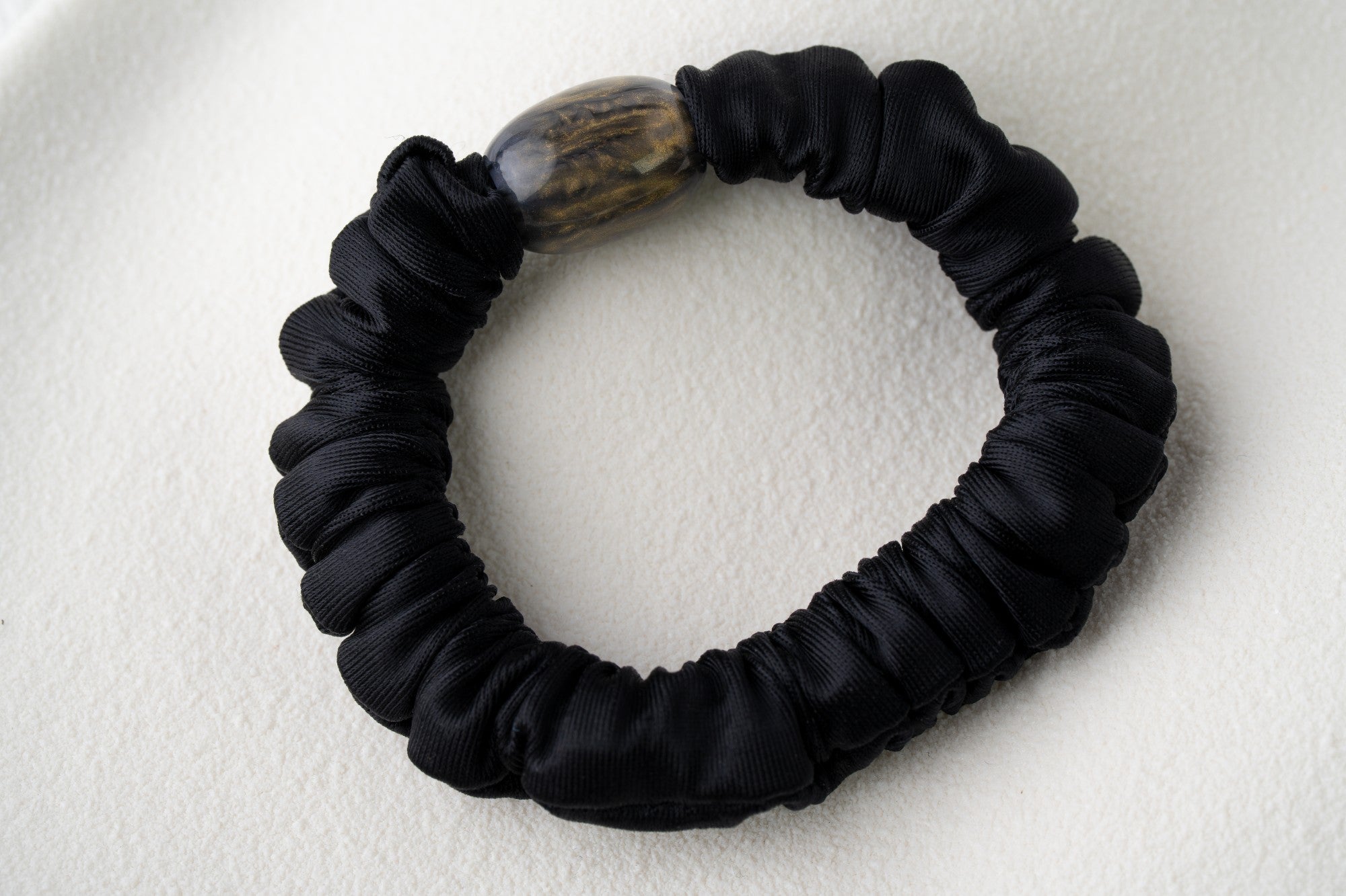 Black Satin Scrunchie Hair Ties (Set of 2)