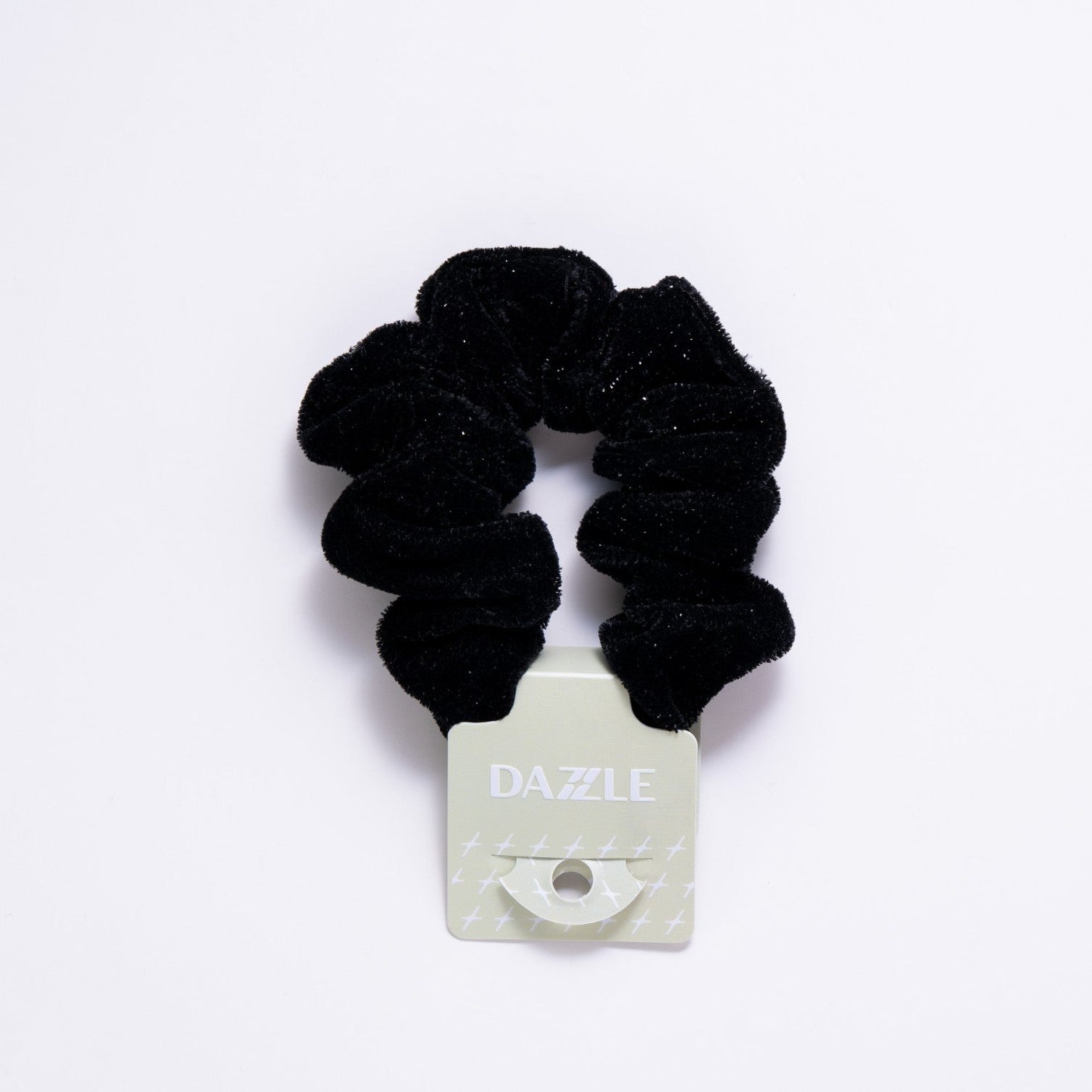 Black scrunchie on a white background