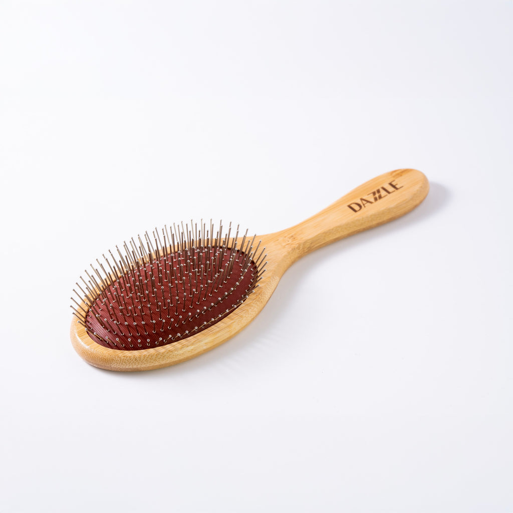 Wooden Paddle Hair Brush with Metal Pins