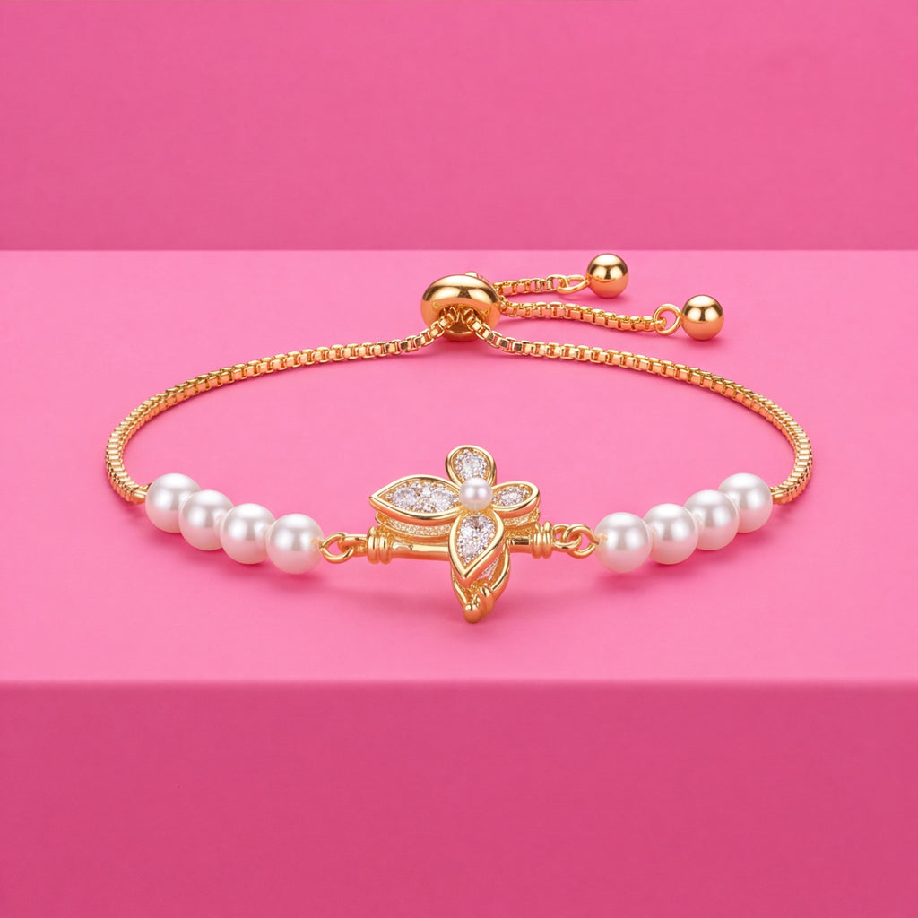 Butterfly Pearl Chain Bracelet