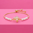 Butterfly Pearl Chain Bracelet