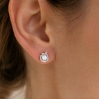 Stone & Pearl Halo Stud Earrings