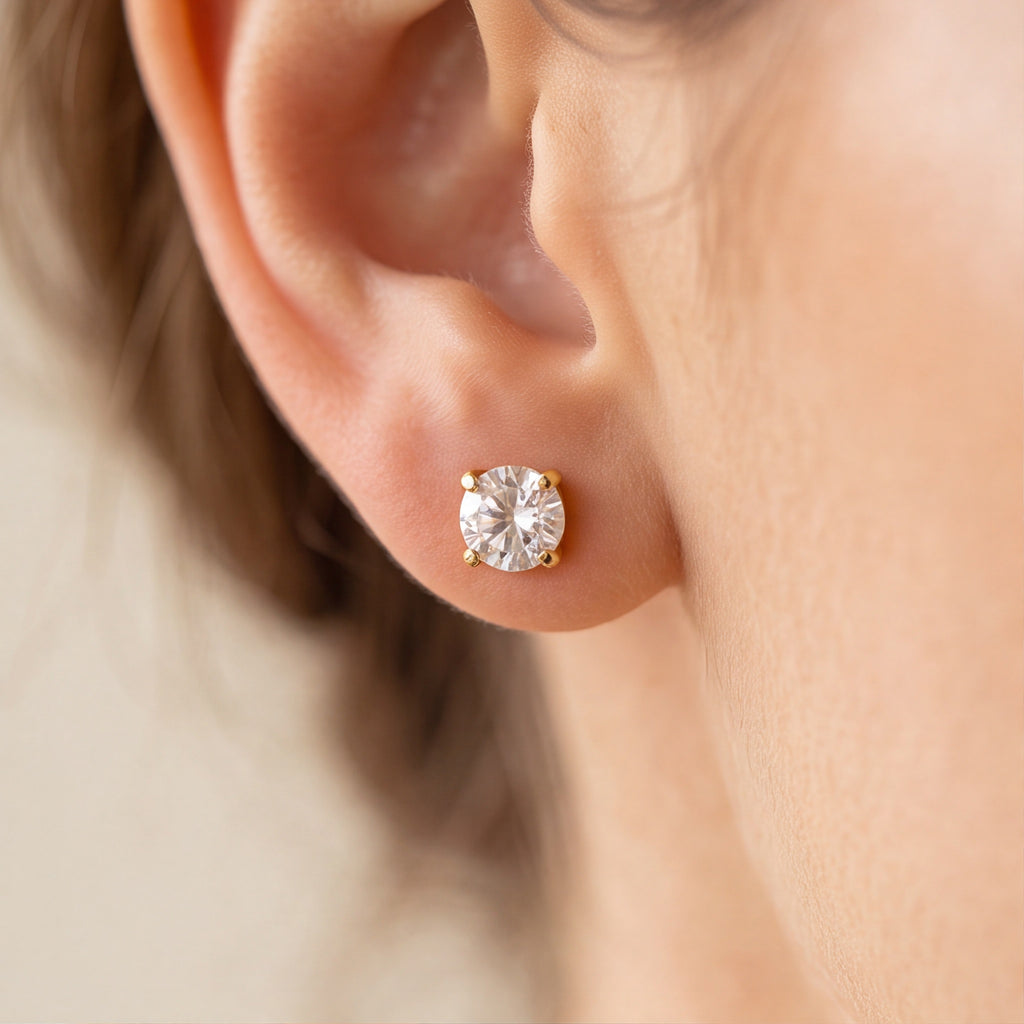 Minimal Round Crystal Stud Earrings