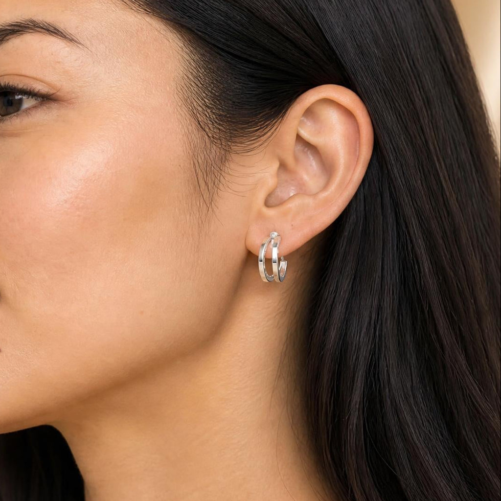 Minimal Layered Hoop Stud Earrings
