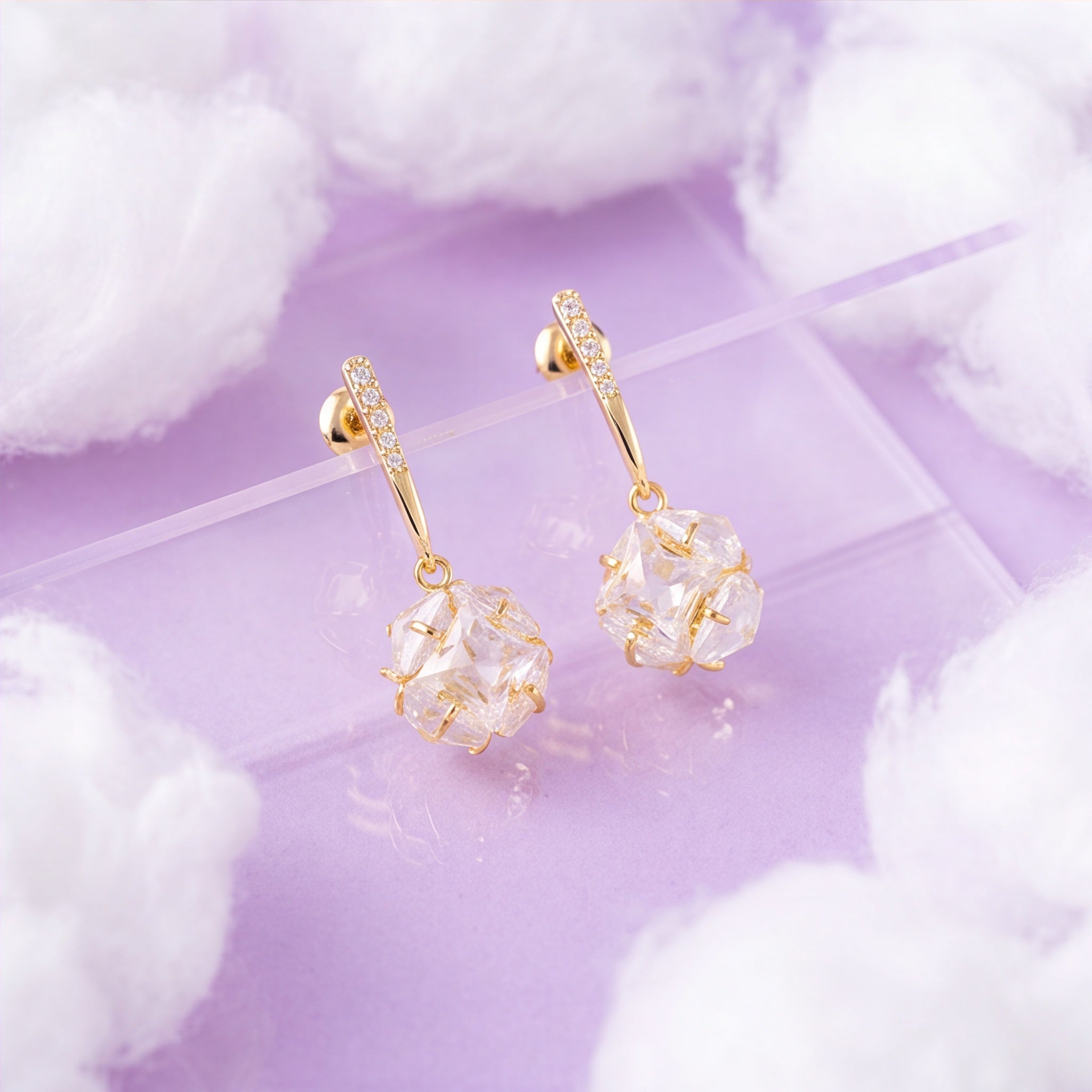 Crystal Sphere Drop Earrings