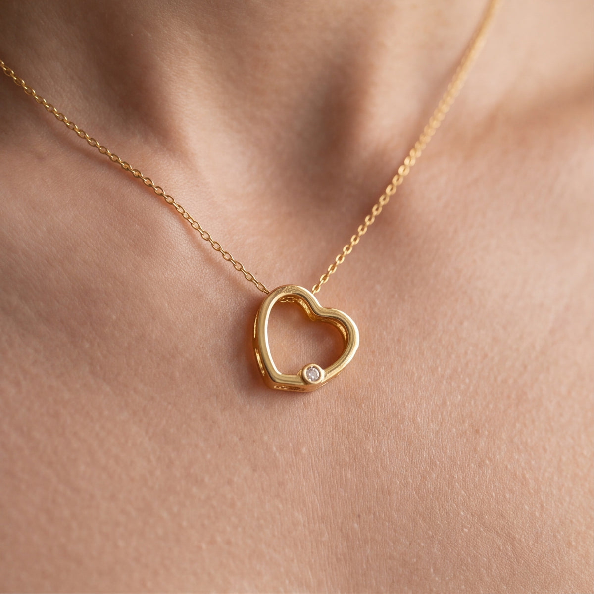 Open Heart Charm Necklace