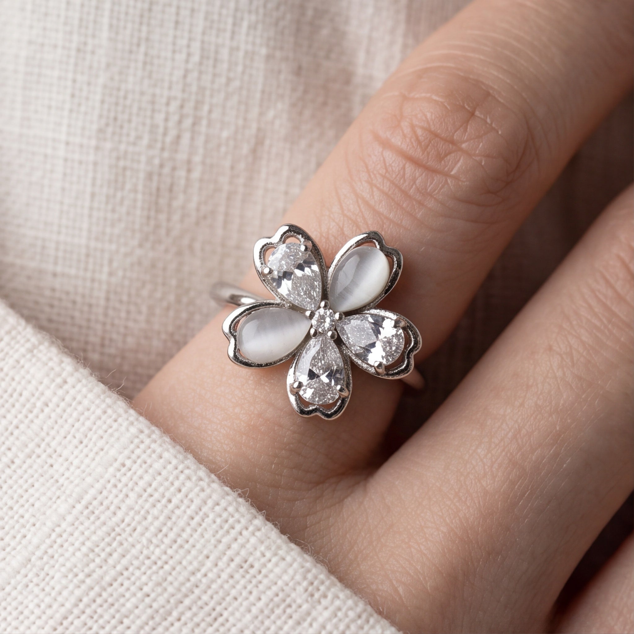Bloom Crystal Petal Ring