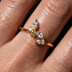 Minimal Floral Spark Ring with Crystal Petals
