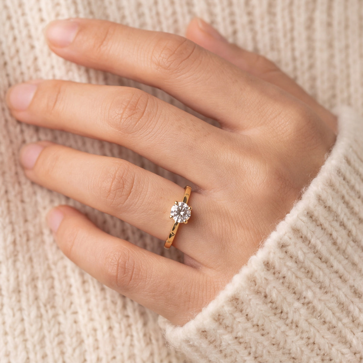 Minimal Elegance Crystal Solitaire Ring
