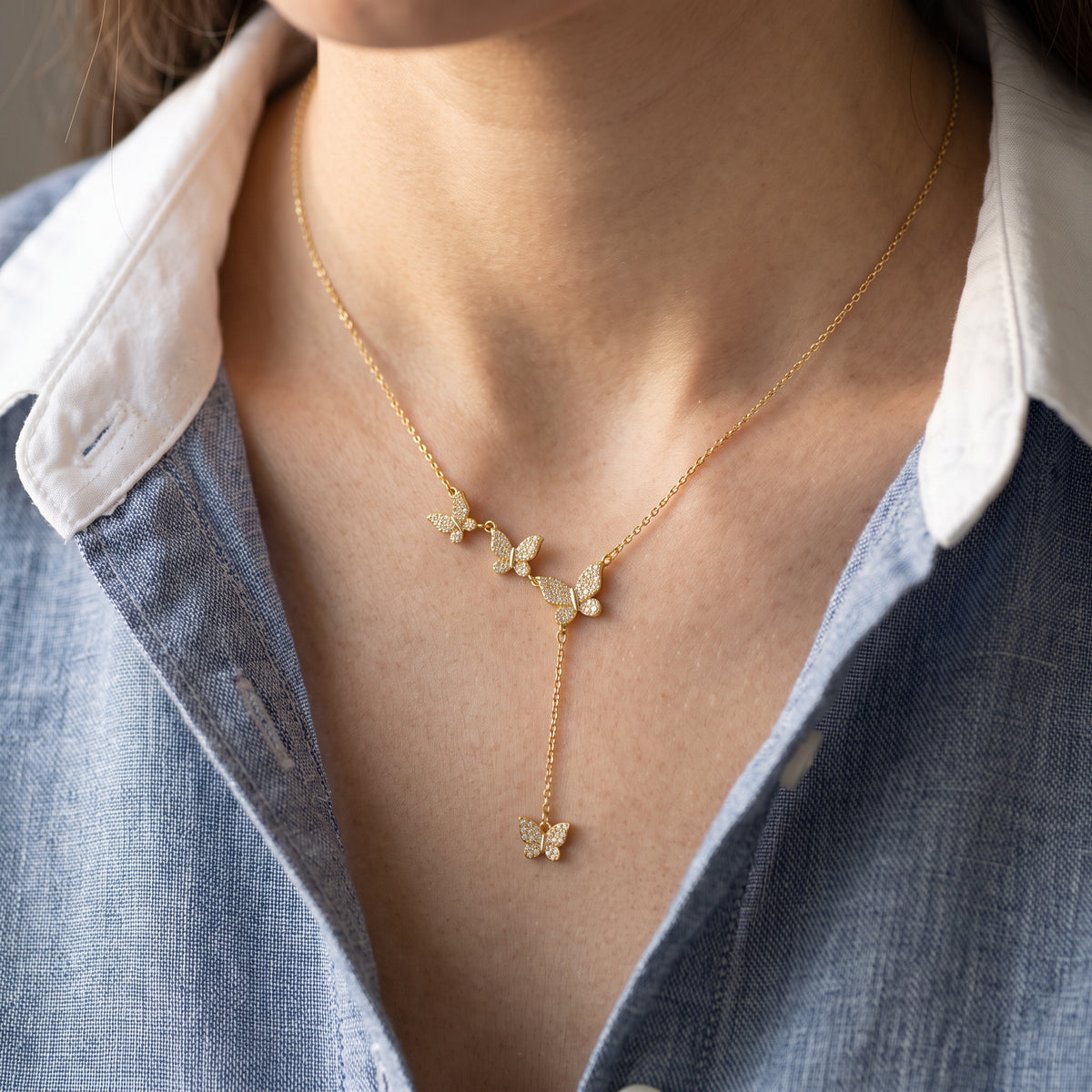 Butterfly Drop Necklace
