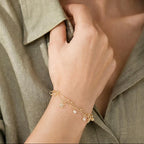 Layered Butterfly Charm & Crystal Adjustable Bracelet