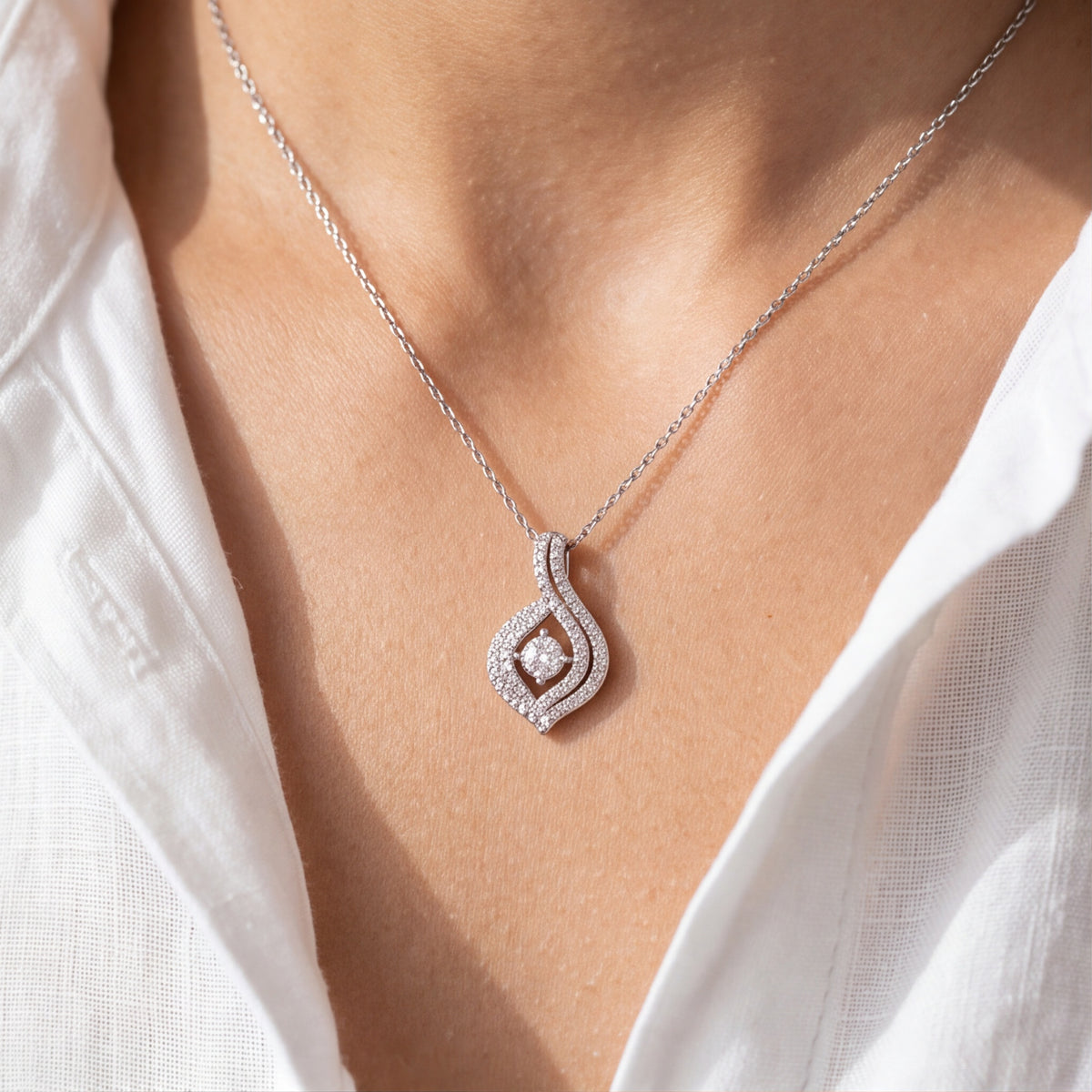 Gold Teardrop Crystal Necklace