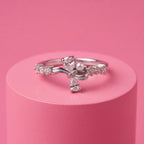 Elegant Bow Pearl & Crystal Ring