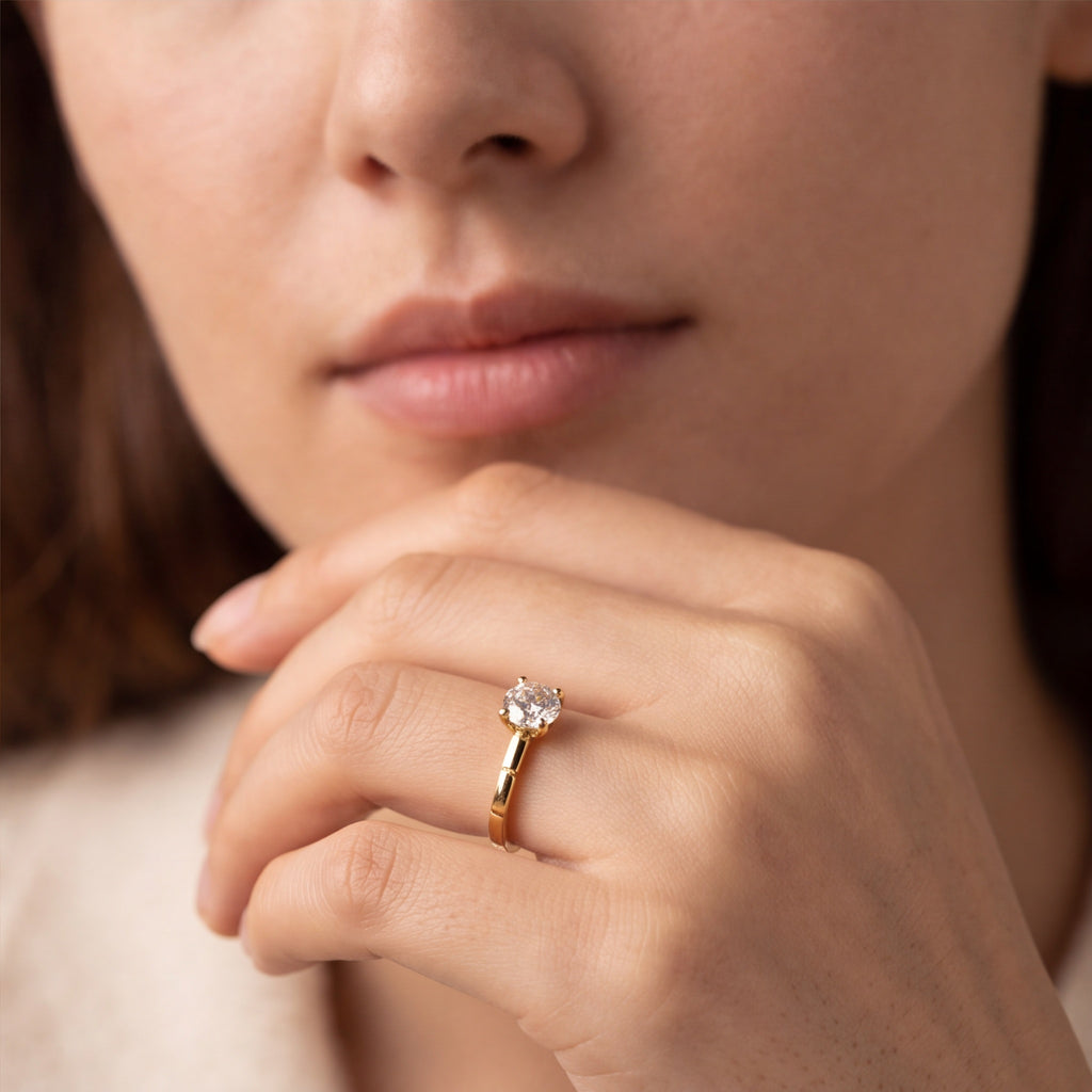 Minimal Elegance Crystal Solitaire Ring
