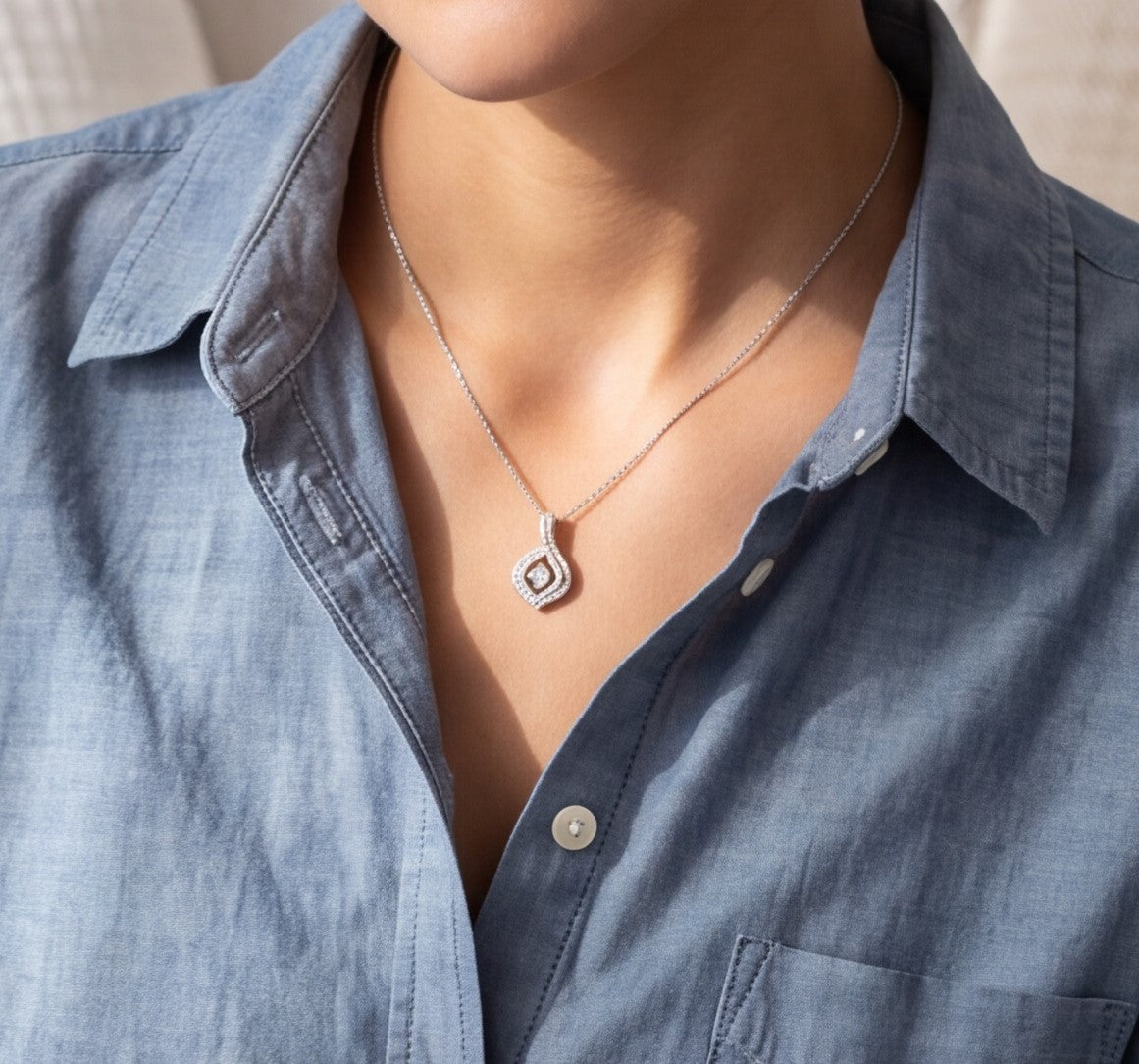 Gold Teardrop Crystal Necklace