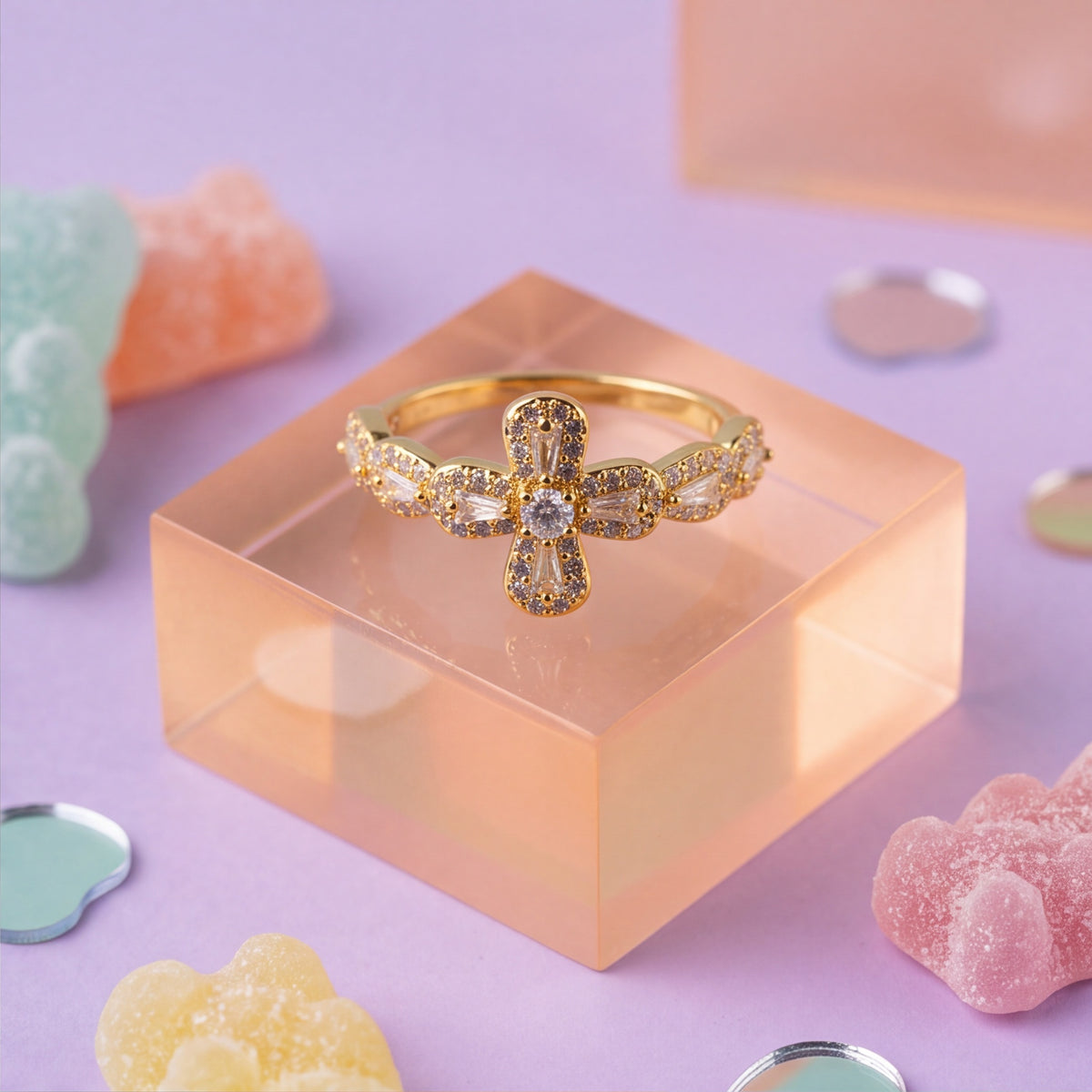 Vintage Halo Cross Statement Ring