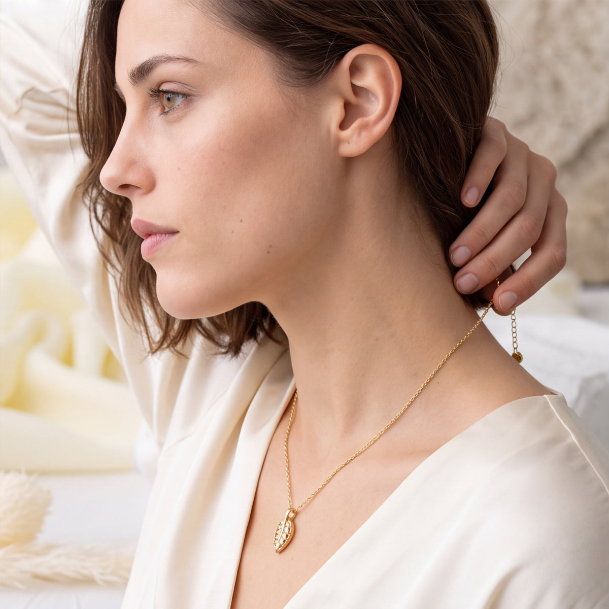 Crystal Leaf Drop Necklace