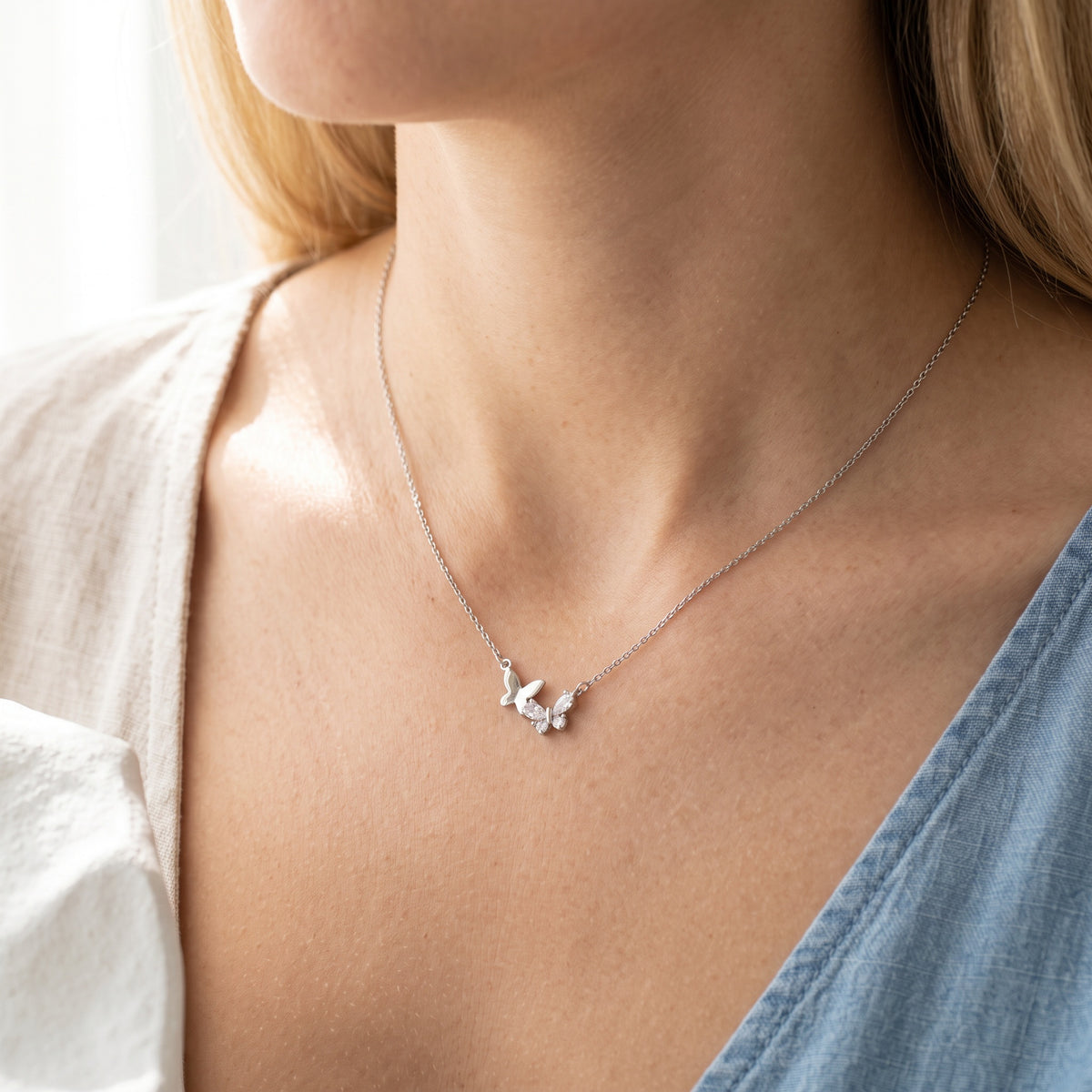 Butterfly Duo Pendant Necklace