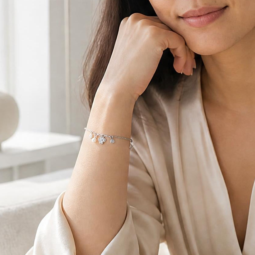 Multi Charm Pearl Adjustable Bracelet