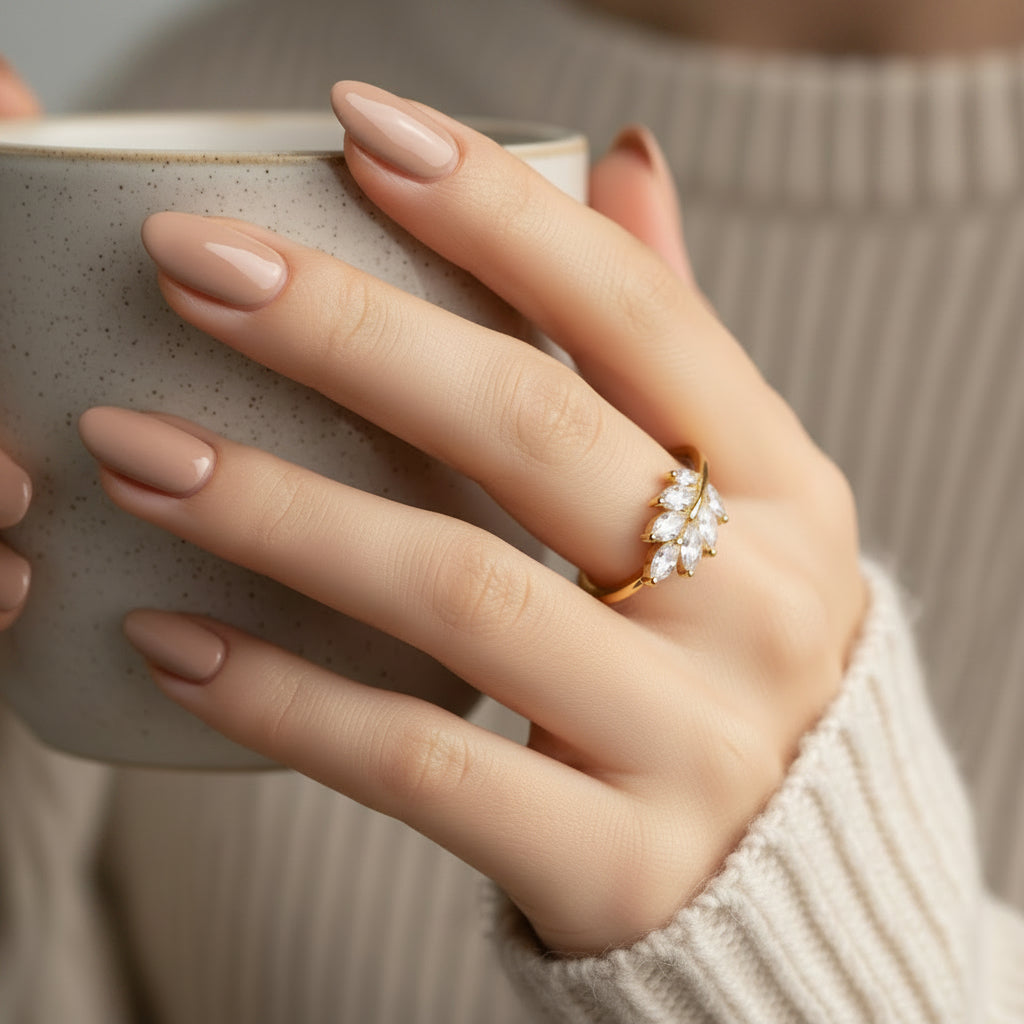 Elegant Leaf Crystal Wrap Ring