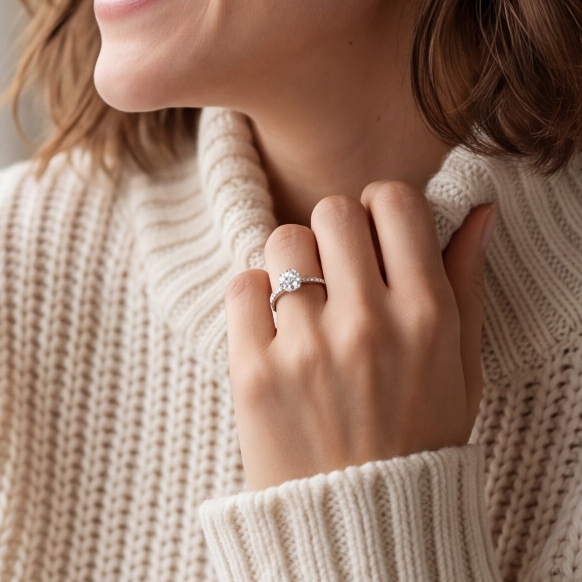 Classic Pavé Band Ring with Round Crystal