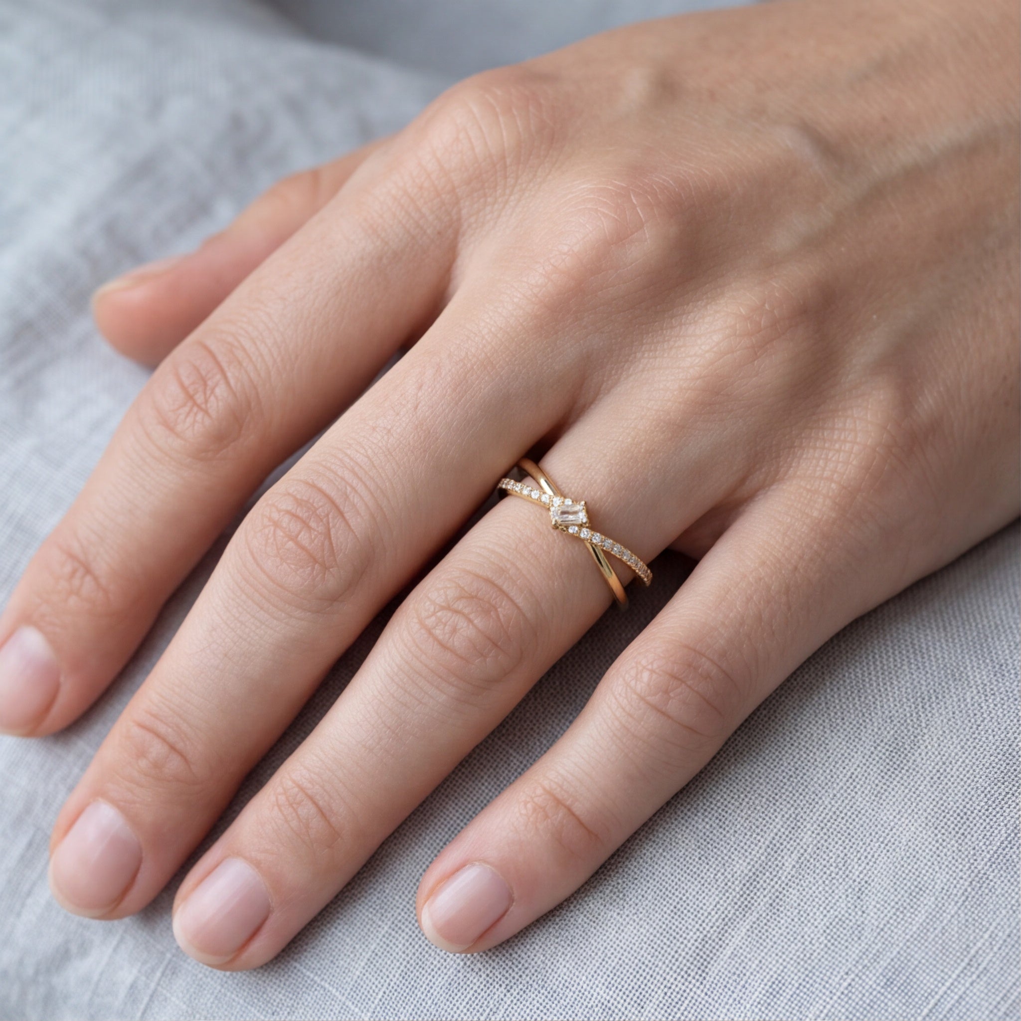 Twisted Crystal Accent Ring