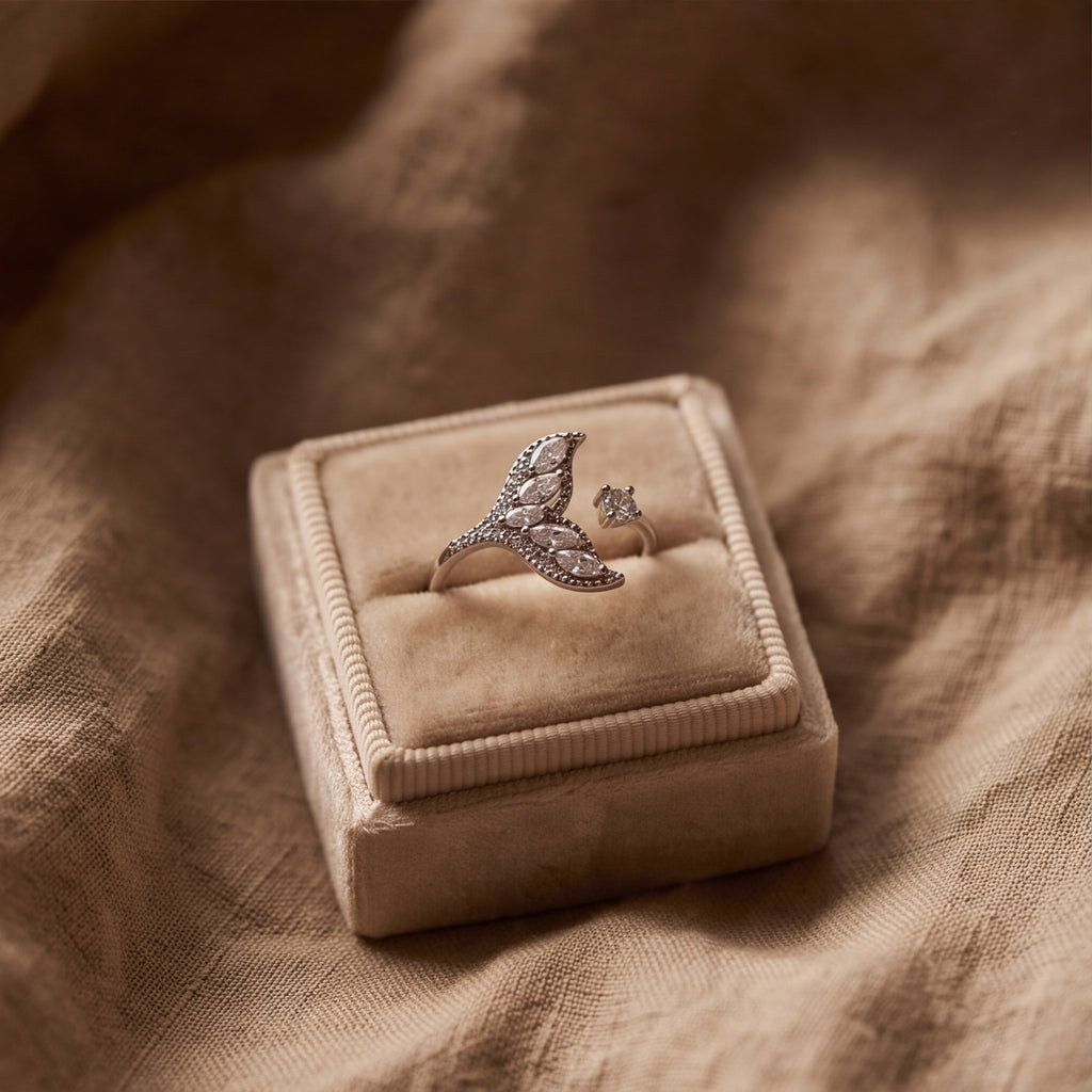 Leaf Crystal Open Ring