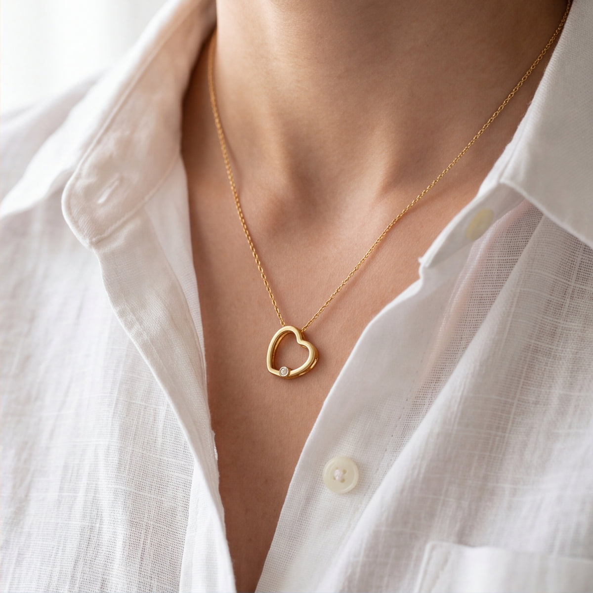 Open Heart Charm Necklace