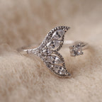 Leaf Crystal Open Ring
