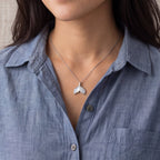 Dual Leaf Necklace with Crystal & Pearl Accent