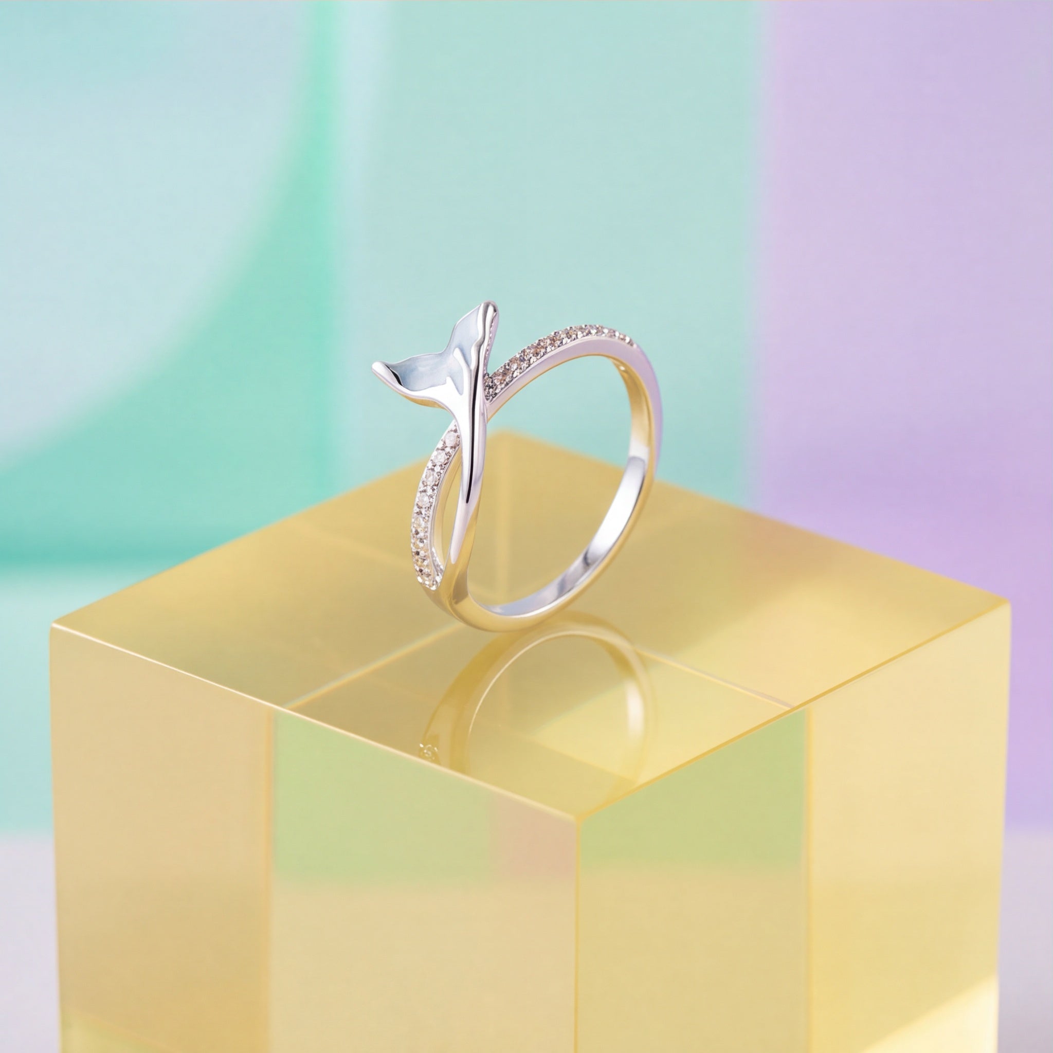 Mermaid Accent Crystal Band Ring