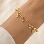 Layered Butterfly Charm & Crystal Adjustable Bracelet