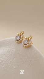Stone & Pearl Halo Stud Earrings