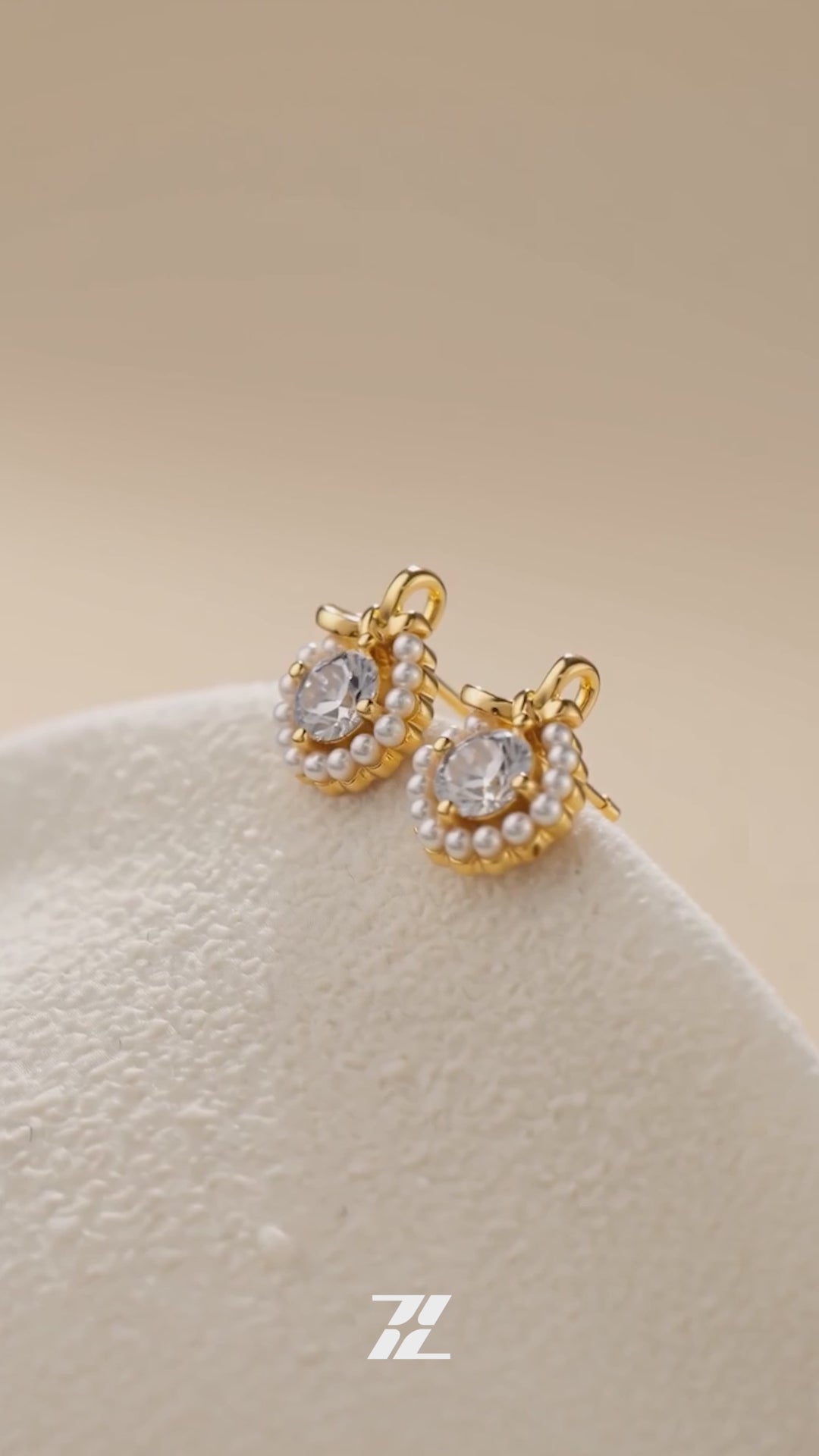 Stone & Pearl Halo Stud Earrings